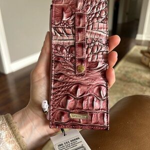 Brahmin Pink Croc-Embossed Women's Bag credit card dusty pink nwt